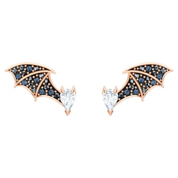 Prosperity stud earrings, Lucky bat, Multicolored, Rose gold-tone plated - Swarovski, 5488203