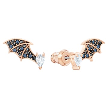 Prosperity stud earrings, Lucky bat, Multicolored, Rose gold-tone plated - Swarovski, 5488203