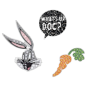 Looney Tunes Bugs Bunny Tie Pin set, Multicolored, Rhodium plated - Swarovski, 5488791