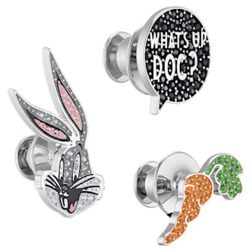 Looney Tunes Bugs Bunny Tie Pin set, Multicolored, Rhodium plated - Swarovski, 5488791