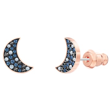 Boucles d’oreilles transformables Swarovski Symbolic, Cristaux gradués, Lune et étoile, Multicolores, Placage de ton or rosé - Swarovski, 5489533