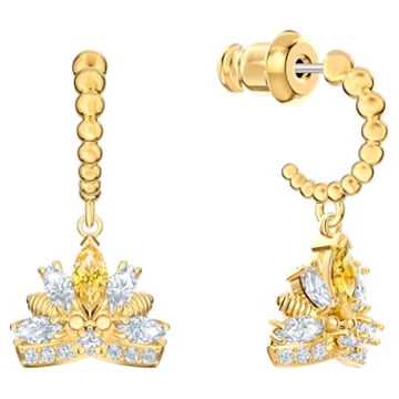 Bee A Queen Drop Pierced Earrings, Yellow, Gold-tone plated - Swarovski, 5490439