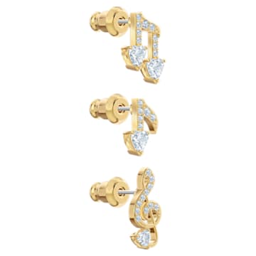 Pleasant Pierced Earrings set, White, Gold-tone plated - Swarovski, 5491659