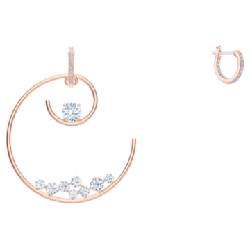 North Hoop Pierced Earrings, White, Rose-gold tone plated - Swarovski, 5493391