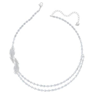 Nice layered necklace, Feather, Rhodium plated - Swarovski, 5493404