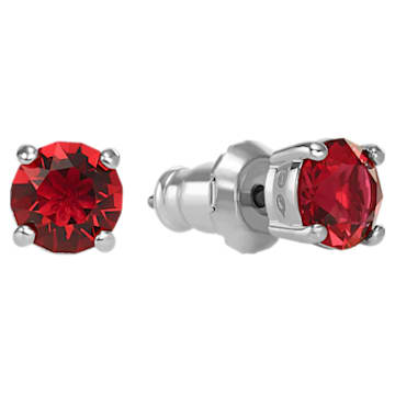 Attract stud earrings, Medium, Red, Rhodium plated - Swarovski, 5493979