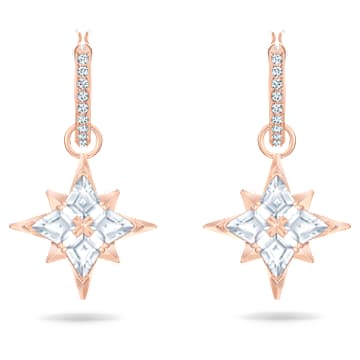 Symbolica drop earrings, Star, White, 18K rose gold finish | Swarovski