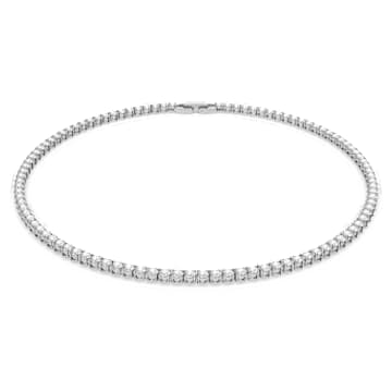 Náhrdelník Tennis Deluxe, Kulatý výbrus, Bílá, Pokoveno rhodiem - Swarovski, 5494605