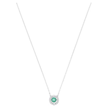 Swarovski Sparkling Dance necklace, Round cut crystal, Green, Rhodium plated - Swarovski, 5496308