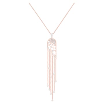 Precisely Necklace, White, Rose-gold tone plated - Swarovski, 5496492