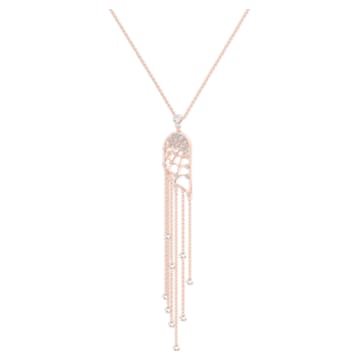 Precisely Necklace, White, Rose-gold tone plated - Swarovski, 5496492