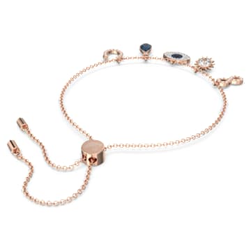 Swarovski Symbolic 手链, 无限、恶魔之眼和马蹄铁, 蓝色, 镀玫瑰金色调 - Swarovski, 5497668