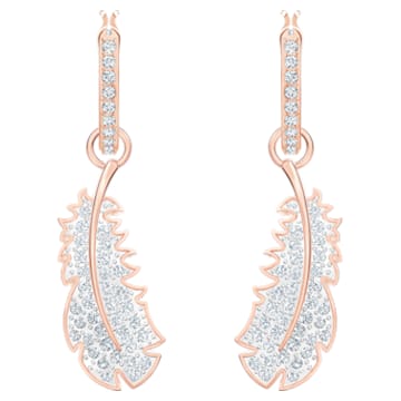 Nice drop earrings, White, Rose gold-tone plated - Swarovski, 5497872