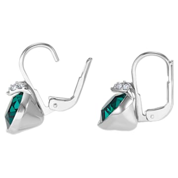 Bella V Pierced Earrings, Green, Rhodium plated - Swarovski, 5498876