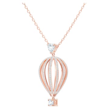 Into the sky Y pendant, Hot air balloon, White, Rose gold-tone plated - Swarovski, 5499529