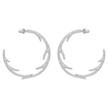 Polar Bestiary hoop earrings, White, Rhodium plated - Swarovski, 5499626