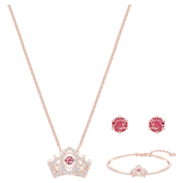 Bee A Queen set, Red, Rose gold-tone plated - Swarovski, 5501075
