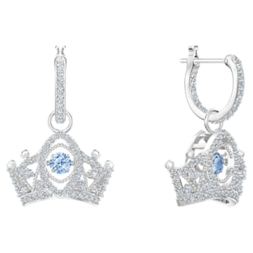 Bee A Queen Drop Pierced Earrings, Blue, Rhodium plated - Swarovski, 5501081