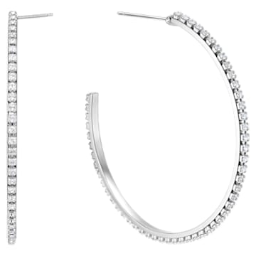Fit Hoop Pierced Earrings, White, Stainless steel - Swarovski, 5504570