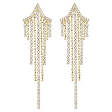 Fit Star Tassell drop earrings, White, Gold-tone plated - Swarovski, 5504571