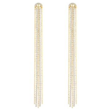 Fit Tassell drop earrings, White, Gold-tone plated - Swarovski, 5504572