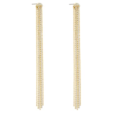Fit Tassell drop earrings, White, Gold-tone plated - Swarovski, 5504572