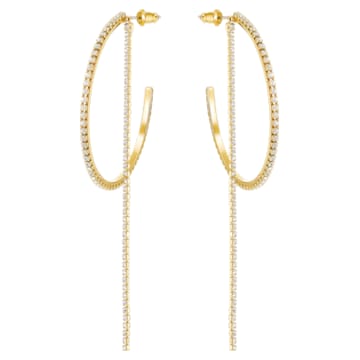 Fit hoop earrings, White, Gold-tone plated - Swarovski, 5504573