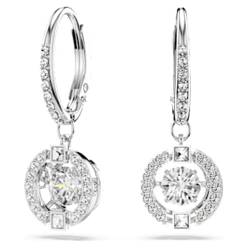 Długie kolczyki Swarovski Sparkling Dance, Szlif okrągły, Białe, Powłoka z rodu - Swarovski, 5504652