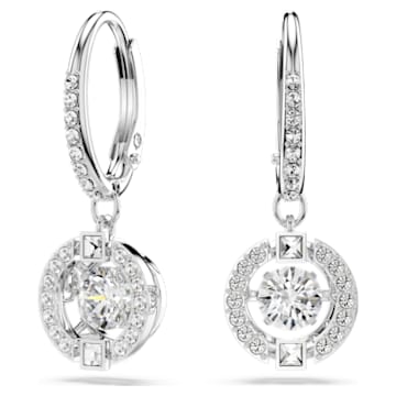 Swarovski Sparkling Dance earrings, Round, White, Rhodium plated - Swarovski, 5504652