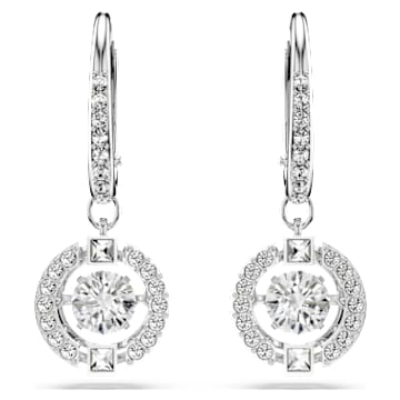 Pendants d'oreilles Swarovski Sparkling Dance, Coupe ronde, Blanches, Métal rhodié - Swarovski, 5504652