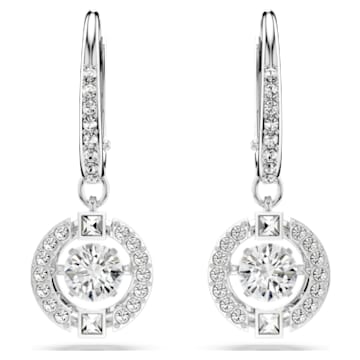 Swarovski Sparkling Dance drop earrings, Round cut, White, Rhodium plated - Swarovski, 5504652