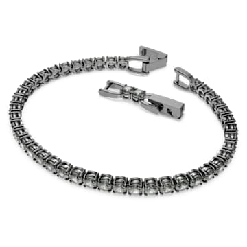 Braccialetto Tennis Deluxe, Taglio tondo, Grigio, Placcato rutenio - Swarovski, 5504678