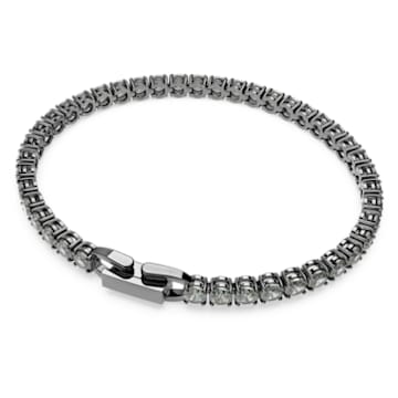 Tennis Deluxe bracelet, Round cut, Gray, Ruthenium plated - Swarovski, 5504678