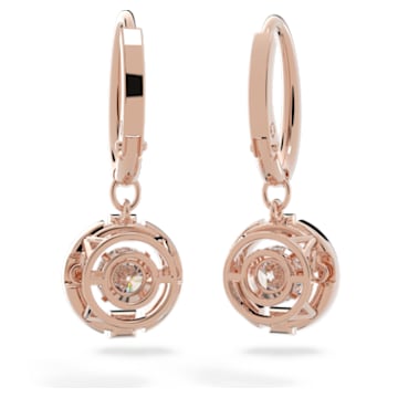 Swarovski Sparkling Dance 水滴形耳環, 圓形切割, 白色, 鍍玫瑰金色調 - Swarovski, 5504753