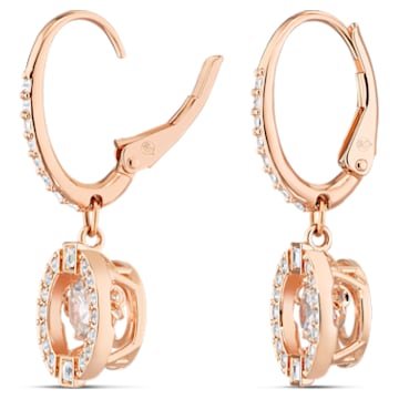 Swarovski Sparkling Dance earrings, Round, White, Rose-gold tone plated - Swarovski, 5504753