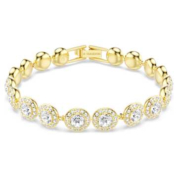 Una Angelic bracelet, Round cut, White, Rhodium plated