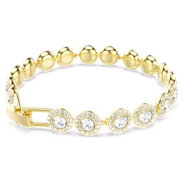 Bracelet Angelic, Coupe ronde, Pavé, Medium, Blanc, Placage de ton or - Swarovski, 5505469