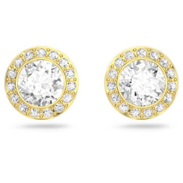 Angelic stud earrings, Round cut, White, Gold-tone plated - Swarovski, 5505470