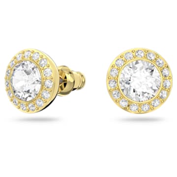 Angelic stud earrings, Round, White, Gold-tone plated - Swarovski, 5505470