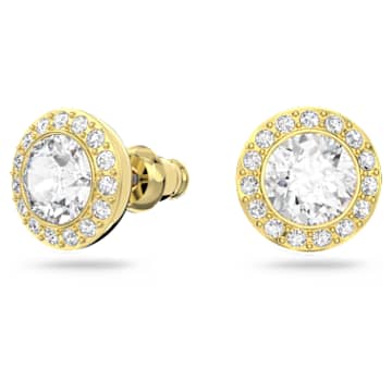 Cercei stud Angelic, Tăietură rotundă, Albi, Placat cu auriu - Swarovski, 5505470