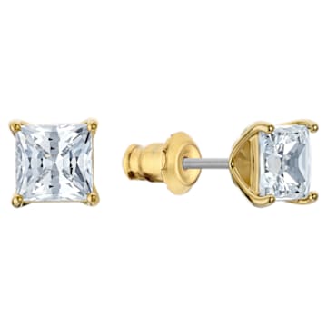Attract set, Square cut crystal, White, Gold-tone plated - Swarovski, 5510683