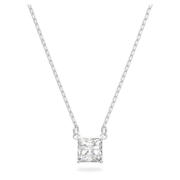 Attract necklace, Square, White, Rhodium plated - Swarovski, 5510696
