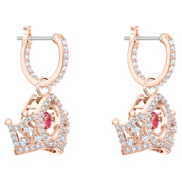 Bee A Queen Drop Pierced Earrings, Red, Rose-gold tone plated - Swarovski, 5510985