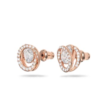 Generation stud earrings, White, Rose gold-tone plated - Swarovski, 5511012