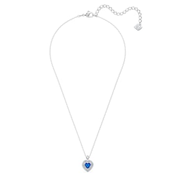 One pendant, Heart, Blue, Rhodium plated - Swarovski, 5511541