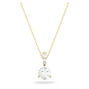 Přívěsek Solitaire, Kulatý výbrus, Bílá, Pokoveno ve zlatém odstínu - Swarovski, 5511557