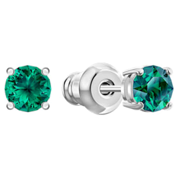Attract stud earrings, Medium, Green, Rhodium plated - Swarovski, 5512384