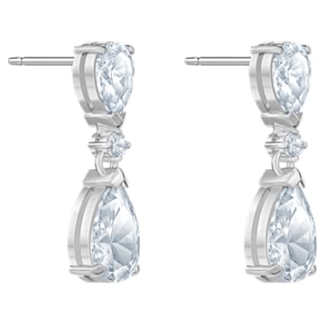 Attract earrings, Pear cut, White, Rhodium plated - Swarovski, 5512393