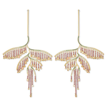 Tropical pierced earrings, Leaf, Dark multicolored, Mixed metal finish - Swarovski, 5512463