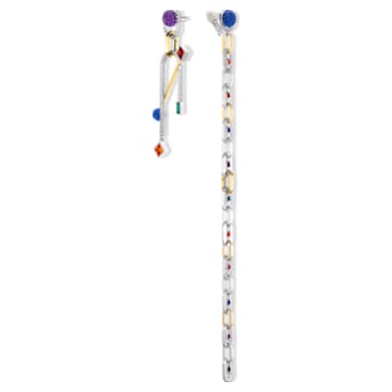 Spectacular drop earrings, Asymmetrical, Multicolored, Mixed metal finish - Swarovski, 5512470